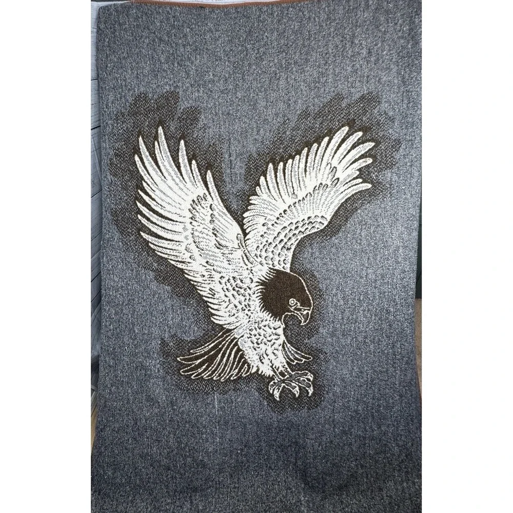 Vintage Safari Weavers Bald‎ Eagle Blanket Reversible 75x53 USA Americana Rustic